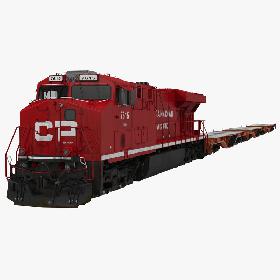 Train ES40DC Canadian Pacific and Flat Car